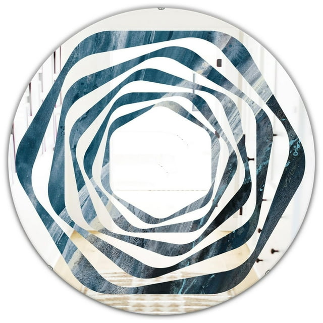 Designart 'Splash Blue Indigo' Miroir mural rond moderne - Whirl 24x24