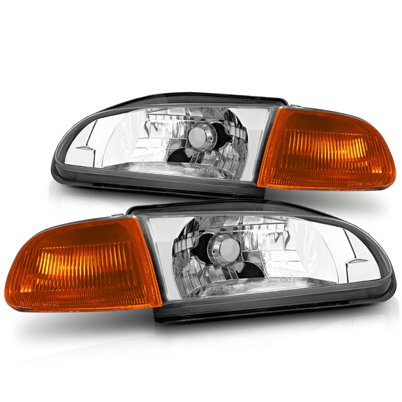 Magshion Headlights Assembly for 92 93 94 95 Honda Civic 2 Door Coupe/Hatchback, Chrome Housing Clear Lens Crystal Amber Corner