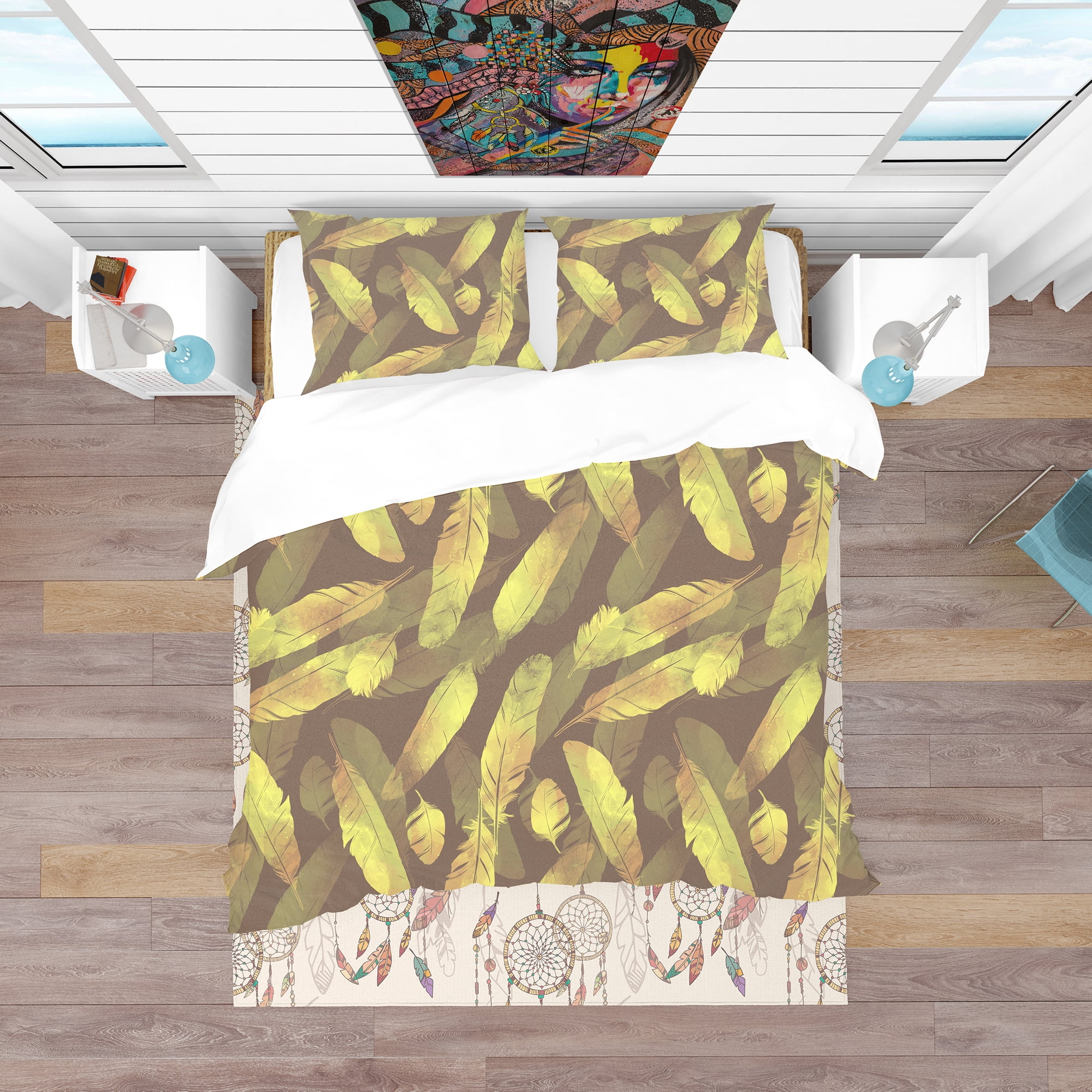 Designart 'Bird Feathers Pattern' Southwestern Duvet Cover Set