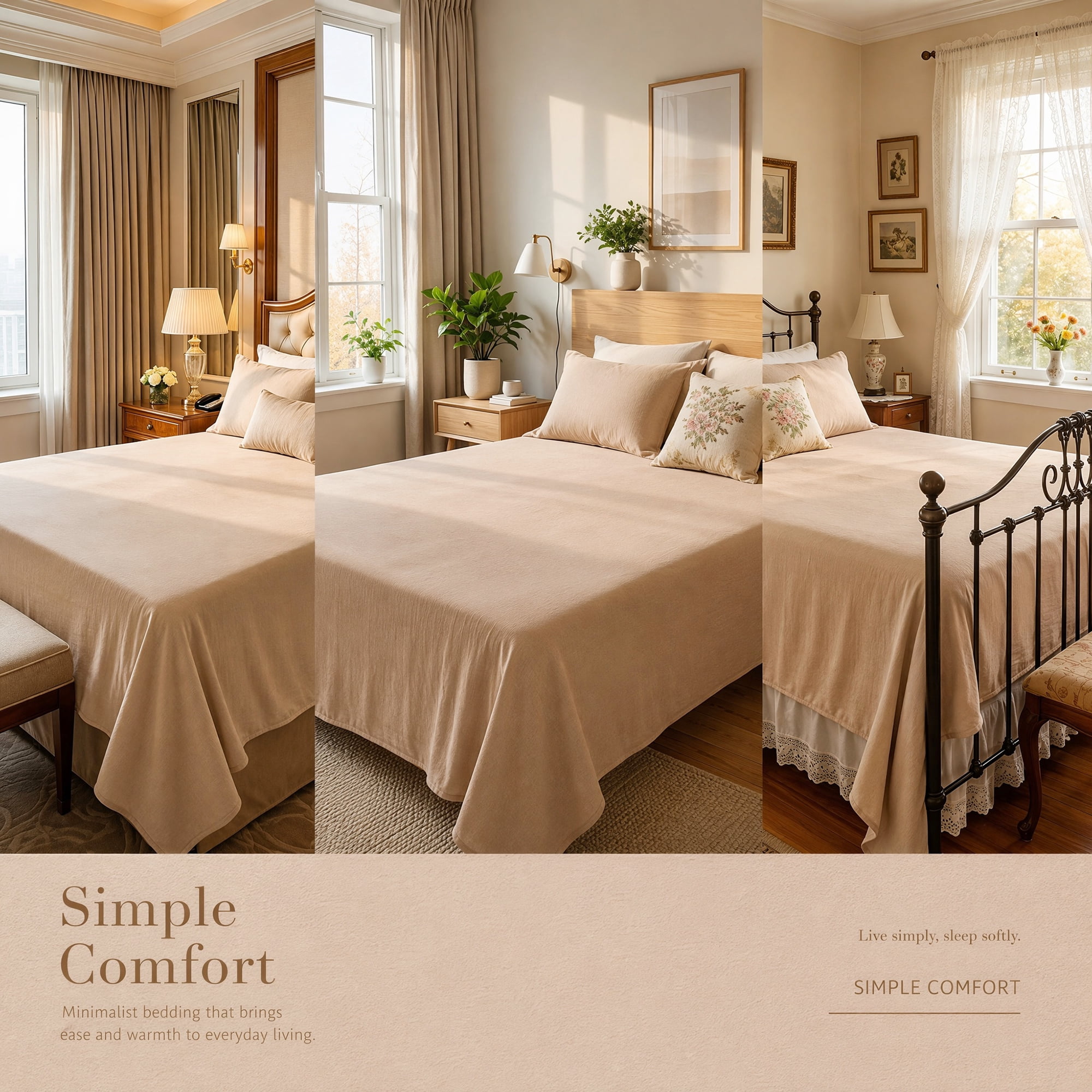 Unique Bargains Microfiber Breathable Flat Bed Sheet Cozy Bedding for Bedroom Khaki 63"x91"