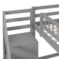 thumbnail image 6 of Mirightone Full Loft Bed with Desk and Storage, Wood Loft Bed with Stairs, Wardrobe, Light Strip, Full Bed Frame for Adults Teens, Gray, 6 of 8
