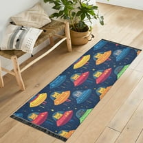 Yayeee Runner Rug for Bedroom 2'x6' Machine Washable Hallway Non Slip Mat, Rainbow Space Cat
