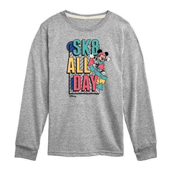 Disney - Mickey & Friends - SK8 All Day - Skater Mickey - Toddler And Youth Long Sleeve Graphic T-Shirt