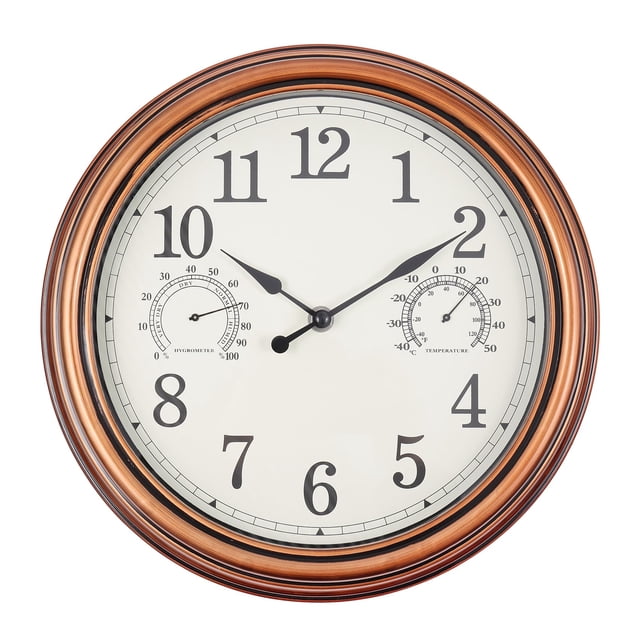 Vigorwise 12inch Outdoor Clocks Plastic Waterproof Wall Clock with Temperature & Humidity