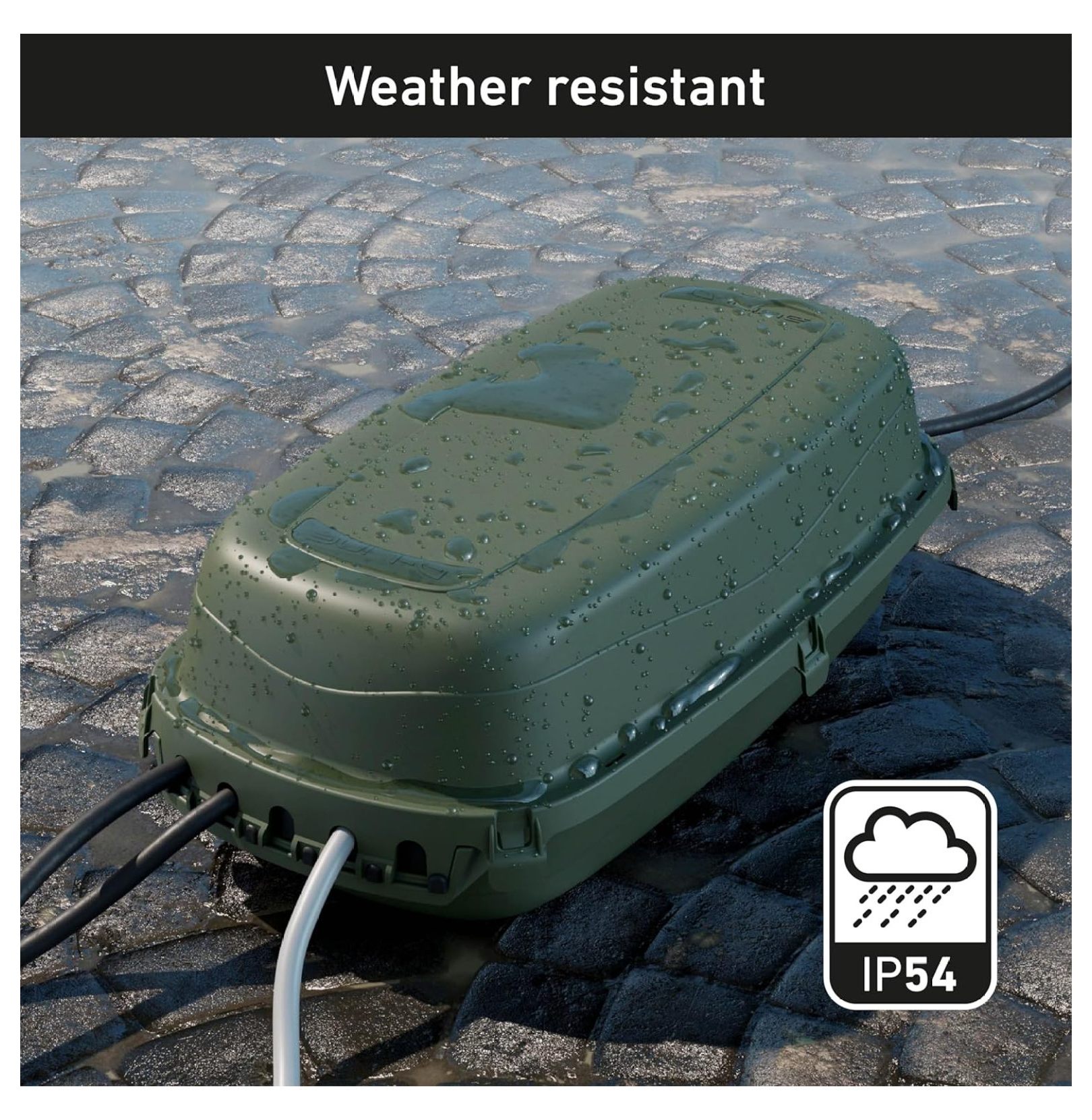 Outdoor Weatherproof Electrical Cable Box, IP54 Rated for Safe Outdoor Use, Power Strip Enclosure, Plug Protector, Garden Extension Cord Cover - 11.4in (L) x 4.92in (W) x 4.33in (H) - Green