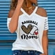 thumbnail image 2 of Blusa de manga corta con estampado de cuello en V informal para mujer con estilo Camiseta de verano con hombros descubiertos OAVQHLG3B Store  lin121212, 2 of 5