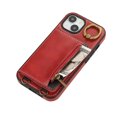 thumbnail image 3 of Wallet Case for iPhone 15, with Wrist Strap 360 Rotating Finger Ring Flip Zipper PU Leather Stand Card Slots Shockproof Drop Protective Phone Cover Girls Women Magnetic Buckle, Red, 3 of 7
