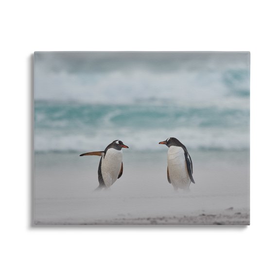 Stupell Industries Penguins on Arctic Beach Animals & Insects Photography Gallery Wrapped Canvas Art Print Wall Art, 48 x 36