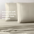 thumbnail image 3 of Cariloha Resort Bamboo Viscose 4-Piece Bed Sheet Set - Cooling, Odor-Resistant, Sustainable, Hypoallergenic, Soft and Durable - Flat and Fitted Sheets and Two Pillowcases - Split King - Coconut Milk, 3 of 7