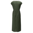 thumbnail image 3 of Innerwin Dresses Crew Neck Ladies Dress Beach Solid Color Loose Sundress Dark Green 4XL, 3 of 5
