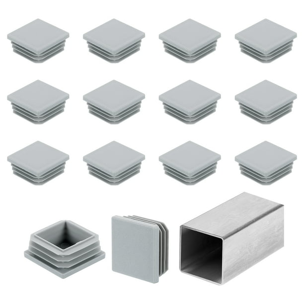 Uxcell 1 1/2" (38mm) Tapones de extremo de tubo cuadrado, 16 Pcs Tapones de agujero de plástico para insertar en tubos de metal, Gris