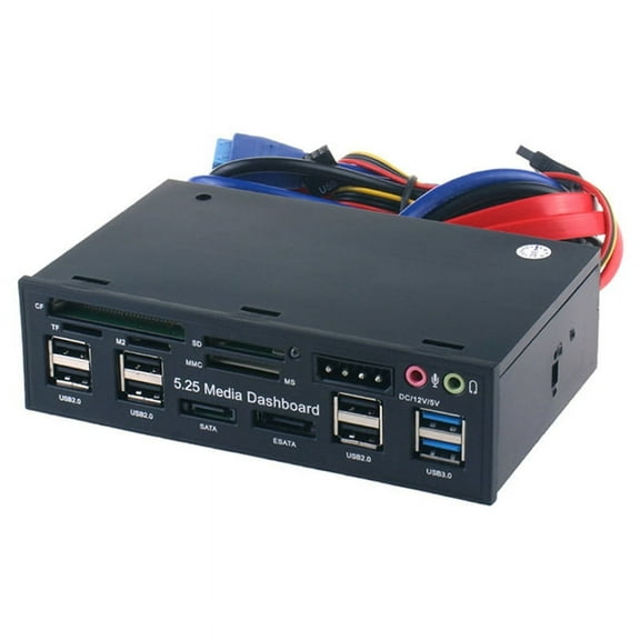 5.25 Inch Media Dashboard with USB 2.0/3.0 E- Multi-Card Reader for Desktops