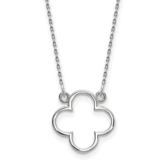 Diamond2Deal 14K White Gold Small necklace Quatrefoil Design Necklace for Women 18"