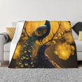thumbnail image 1 of Balery Elegant Gold Leaf Peacock Manta de Franela con Dibujo, Lujo Ultra Suave y Cálido, Antipelusa y Resistente a las Arrugas para Cama, Sofá, Camping -60"x50", 1 of 6