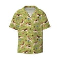 thumbnail image 2 of Lsque Running Beagle print Men's Cuban Collar Short Sleeve Shirt Summer Beachwear Casual Button Down Fashionable Vacation Leisure Shirt-Medium, 2 of 7