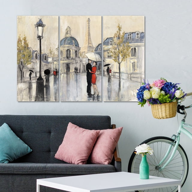 Designart - Love in Paris I - Romantic French Country Gallery-wrapped Canvas