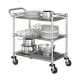 thumbnail image 5 of Seville Classics UltraDurable NSF Commercial Heavy Duty Metal Rolling Utility Cart, w/ Steel Shelves, Handle Bar for Garage, Warehouse, Kitchen, Office, Deep Top Basket (34.75"W x 20.25"D), Chrome, 5 of 9