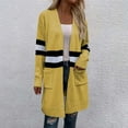thumbnail image 2 of ZQUUVOU Women's Long Sweater Coat Cardigan Winter Striped Casual Long Sleeve Pocket Cardigan Blouse Tops Yellow, 2 of 8
