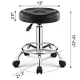 thumbnail image 3 of Happydeer Round Rolling Stool Chair, PU Leather Height Adjustable Shop Stool Swivel Beauty Stool, without Backrest, Black Stools with Wheels for Drafting Work SPA Salon Office, 3 of 10