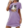 thumbnail image 2 of Sakmal Cozy Moomoo Dresses for Women Soft Purple Oversized Halloween Nightwear Short Short Sleeve Crew Neck Ghost Print Nightgowns S-2XL, 2 of 5