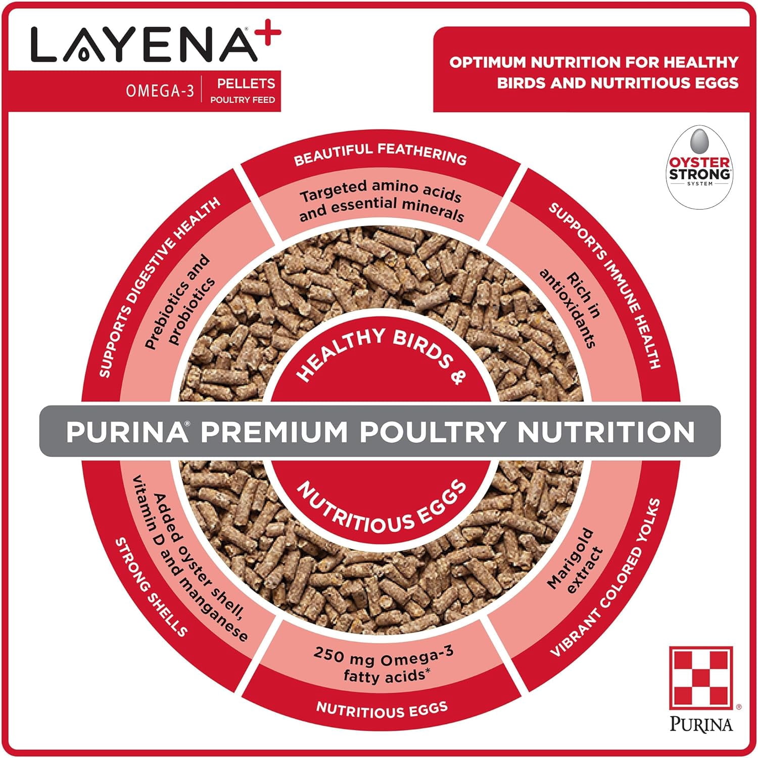 Purina Animal Nutrition (C)Layena+ Omega-3 Pellets 10LB(4)
