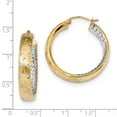 thumbnail image 2 of FB Jewels 14K Yellow Gold & Rhodium Polished, Satin & D/C In/Out Hoop Earrings, 2 of 2