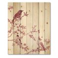 thumbnail image 3 of Designart 'Beautiful Pink Birds Sitting On Flowering Branches' Traditional Print on Natural Pine Wood, 3 of 5