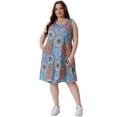 thumbnail image 3 of DARING DIVA Plus Size Floral Tank Sleeveless Boho Dress 2X Yellow Blue, 3 of 5