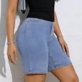 thumbnail image 6 of QIUOMBBP Bermuda Jean Shorts for Women High Waisted Trendy Denim Shorts Knee Length Cutoff Loose Fit Long Shorts Blue M, 6 of 6