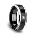thumbnail image 3 of Monarch Black Ceramic Diamond Wedding Band With Polished Beveled Step Edges Raised Brush Center, 3 of 4