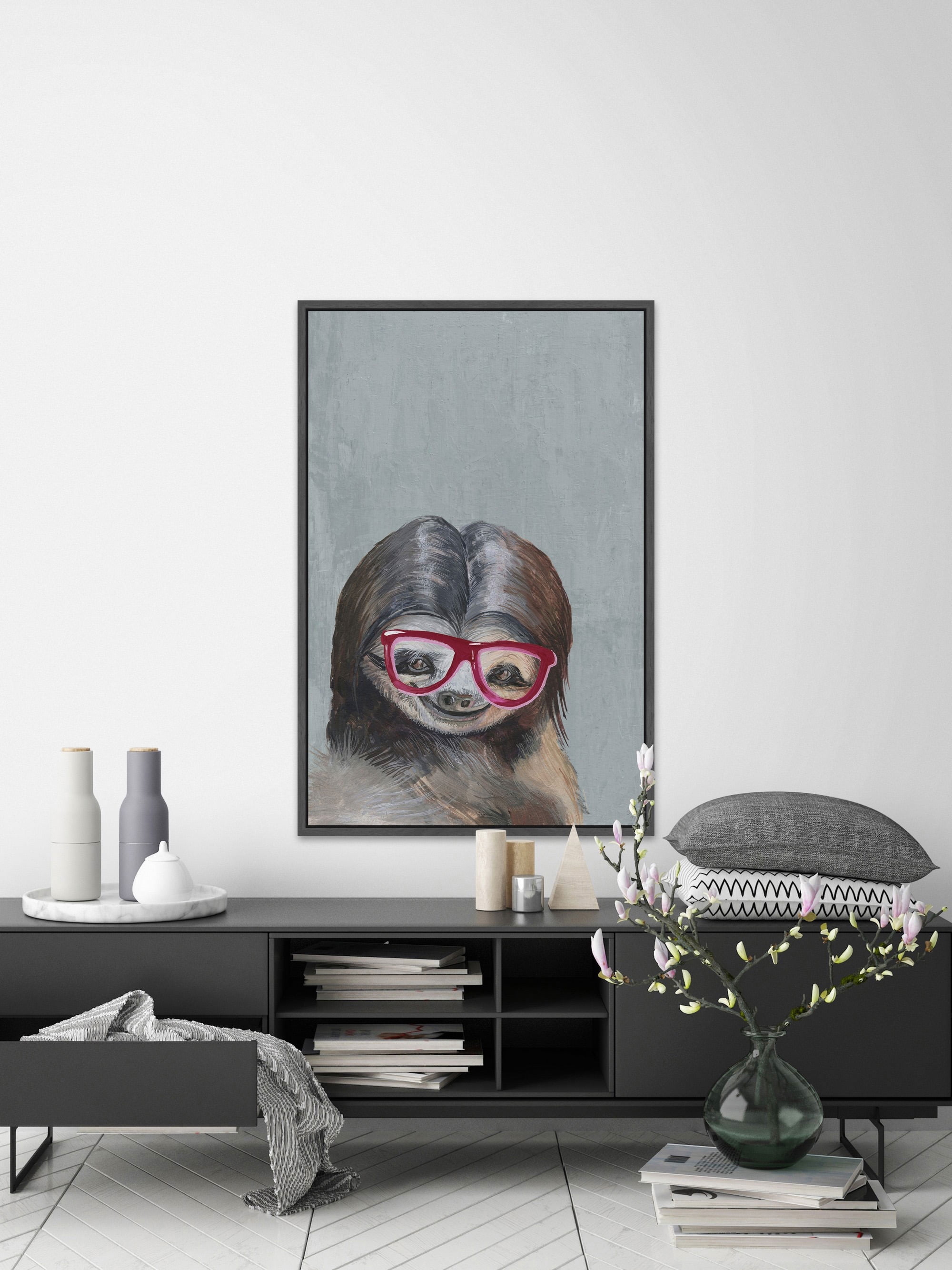 Nerdy Sloth II Floater Framed Painting Print on Canvas