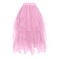 thumbnail image 7 of GEWSEY Tulle Skirts for Women, Puffy Skirt Asymmetrical Midi Length Ruffled Tutu Layered Mesh Fairy Skirt (Pink, XL), 7 of 7
