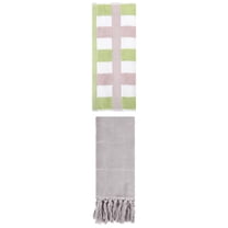 Unique Bargains 2 Pack Soft Decorative Hand Towel Grey/Green 14"x30"/13"x29"