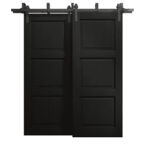 Sliding Closet Barn Bypass Doors 36 x 80 inches | Ego 5010 Painted Black Oak | Modern 6.6ft Rails Hardware Set | Wood Solid Bedroom Wardrobe Doors
