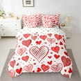 thumbnail image 2 of Castle Fairy Romantic Stripes Love Heart Twin Bedding Sets 7-Piece for Kids Teens Adults,Valentine's Day Festival Bedding Comforter Set Microfiber,Red White Breathable Sheet Sets, 2 of 8