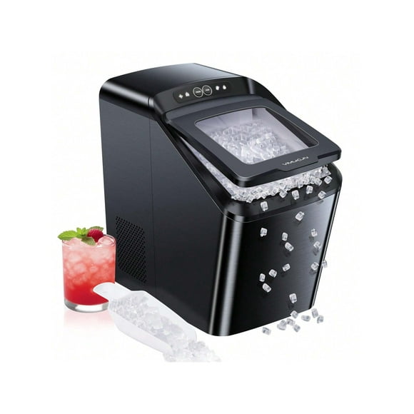 Ice Maker Countertop, Pebble Ice Maker, 30lbs Per Day, Self-Cleaning & Auto/Manual Water Refill Pellet Ice Maker, Ice Machine with Ice Scoop and Remov