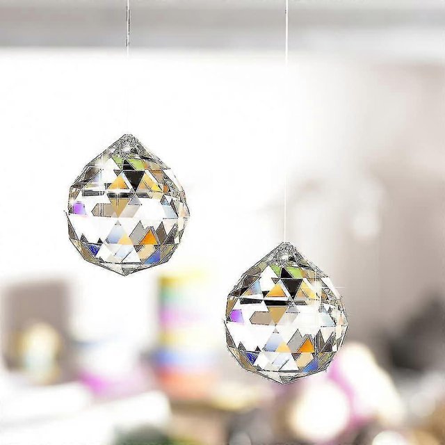 Newway Clear Glass Crystal Ball Prism Pendant Suncatcher 40mm Pack Of 2