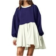 thumbnail image 1 of ICHUANYI liquidación moda mujer Casual sudadera de gran tamaño vestido de manga larga cuello redondo señoras Patchwork Mini vestidos ICHUANYI WER202308253887, 1 of 6