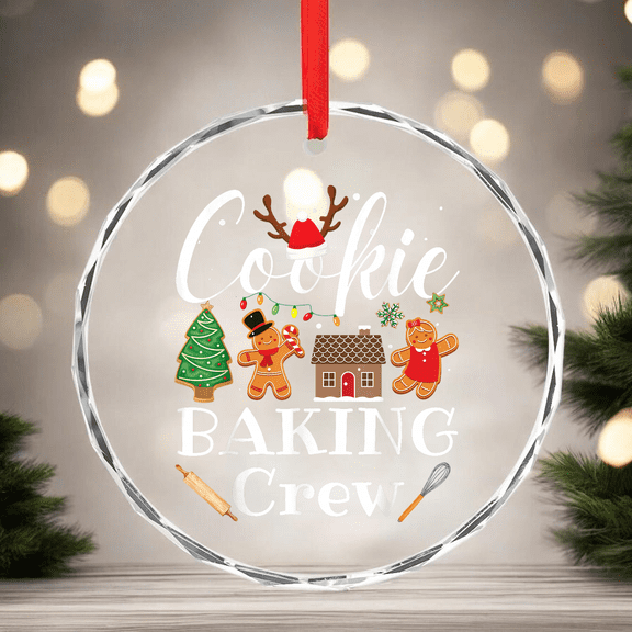 Christmas Cookie Baking Crew Family Baking Team Funny Cookie Orrnament CIRCLE GLASS ORNAMENT Home Decor