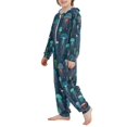 thumbnail image 3 of FORMRS Kids One-Piece Pajamas Hooded Long Sleeve Union Suit Soft Onesie Sleepwear, Sizes 4T-14Y, Green Jellyfish Pattern, 3 of 7