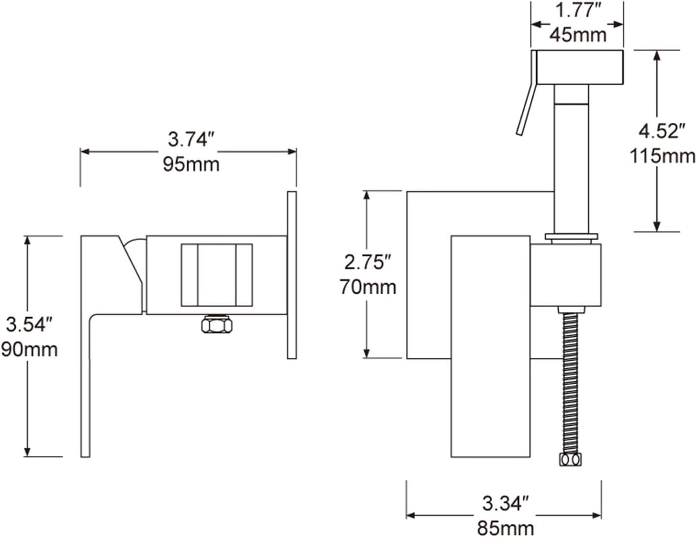 Brass Shower Tap Bidet Faucet Washer Mixer Muslim Shower Ducha Higienica Cold & Hot Water Mixer Crane Square Shower Spray