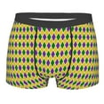thumbnail image 4 of Goofa Mardi Gras Purple Yellow Plaid Printed Men's Boxer Briefs Underwear, Moisture-Wicking Underwear, Trunk,Soft and Breathable Cotton Underwear-, 4 of 9