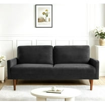Cterwk Upholstered Velvet Sofa Couch with Wood Legs, 3 Seater Loveseat Sofa Living Room, Home, Apartment, Office, Black