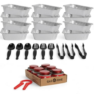 Alpha Living 6 Pack Refill Kit - Disposable Chafing Dish Buffet Set, Welded Body Food Warmers for Parties, Fuel Cans, Half Size Pans, Warming Trays