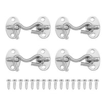 4Pcs 2" Hook and Eyes Catch Door Latch Locks, Stainless Steel Cabin Hooks Silver