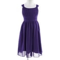 thumbnail image 4 of Raenseen Little Big Girls Sleeveless Chiffon Pleated Flower Girl Dress Wedding Bridesmaid Dance Party Purple 10, 4 of 8