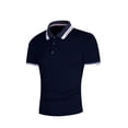 thumbnail image 2 of Sunloudy Hombres Verano Slim Fit Camisa, Contraste Color Solapa Manga Corta Casual Tops para Novio, Marido, Padre Sunloudy moda, 2 of 6