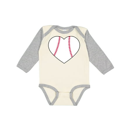 

Inktastic Heart Shaped Baseball Gift Baby Boy or Baby Girl Long Sleeve Bodysuit
