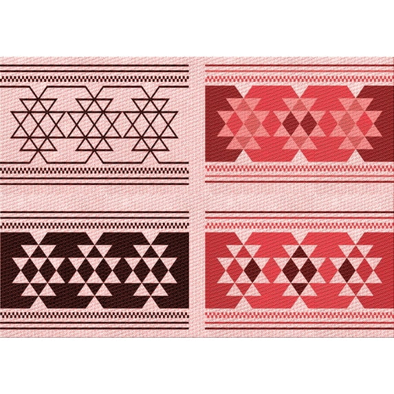 Ahgly Company Indoor Rectangle Patterned Deep Rose Pink Area Rugs, 8' x 10'