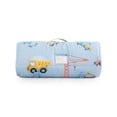 thumbnail image 2 of Extra Long Nap Mat with Removable Pillow for Kids Toddler Boys Girls Daycare Preschool Kindergarten Sleeping Bag, Car Crane Excavator Truck on Blue, 100% Cotton with Microfiber Fill, 2 of 5